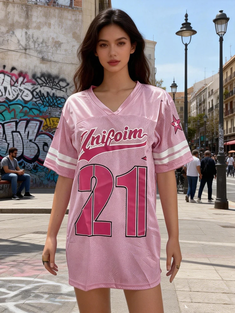 Модный повседневный топ с принтом в стиле панк для девушек, свободный крой, классический V-образный вырез, американское ретро, эстетика Харадзюку, короткий рукав
Модный повседневный топ с принтом в стиле панк для девушек, свободный крой, классический V-образный вырез, американское ретро, эстетика Харадзюку, короткий рукав