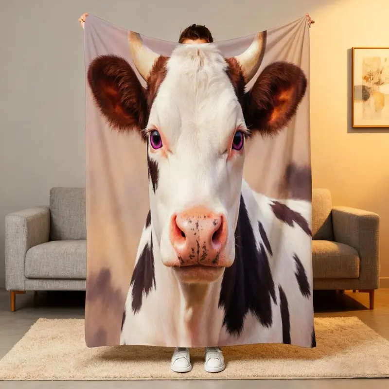 1pc Cow Face Plush Fleece Blanket - Realistic White/Brown Patches, All-Season Kids/Living Room Bedding Gift
1pc Cow Face Plush Fleece Blanket - Realistic White/Brown Patches, All-Season Kids/Living Room Bedding Gift