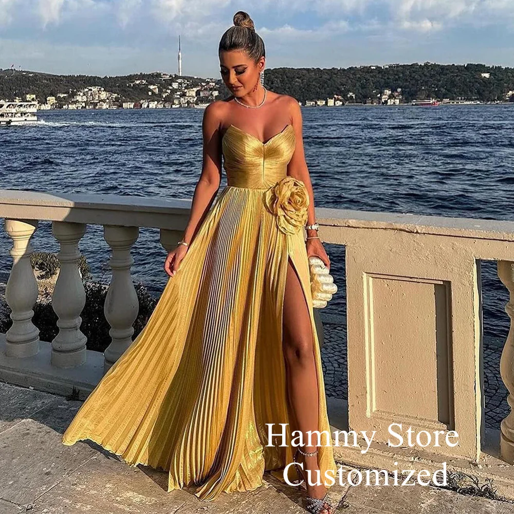 Shinny Gold Evening Dress Customized Sexy V Neck Party Gown Sleeveless Pleat High Slit Pleat Formal Prom Dresses فساتين سهرة
Shinny Gold Evening Dress Customized Sexy V Neck Party Gown Sleeveless Pleat High Slit Pleat Formal Prom Dresses فساتين سهرة