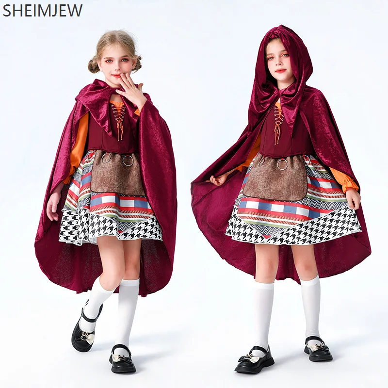 Witch Halloween Children Costume Performance Clothes Girl Cosplay Medieval Retro Little Red Riding Hood Shawl Cape Vest Dress
Witch Halloween Children Costume Performance Clothes Girl Cosplay Medieval Retro Little Red Riding Hood Shawl Cape Vest Dress
