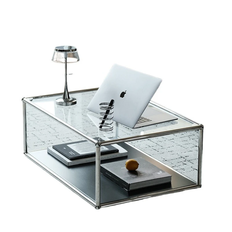 Modular stainless steel coffee table household living room tea table, modern minimalist designer glass
Modular stainless steel coffee table household living room tea table, modern minimalist designer glass