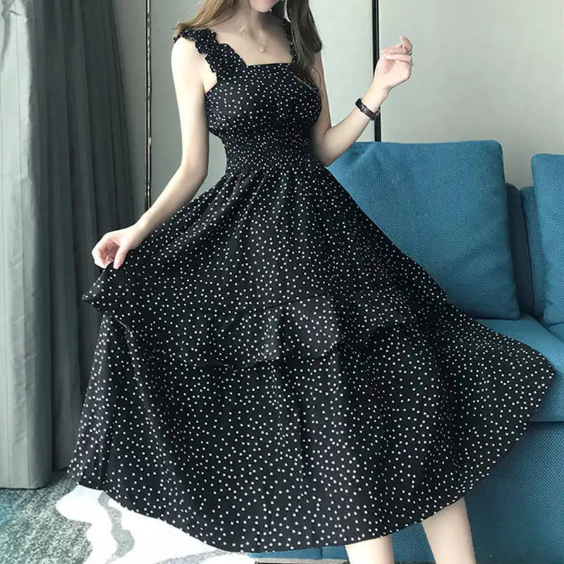 Sweet Printed Shirring Spliced Ruffles Polka Dot Slip Dress Female Clothing Summer New Loose Korean Sleeveless Dress
Sweet Printed Shirring Spliced Ruffles Polka Dot Slip Dress Female Clothing Summer New Loose Korean Sleeveless Dress