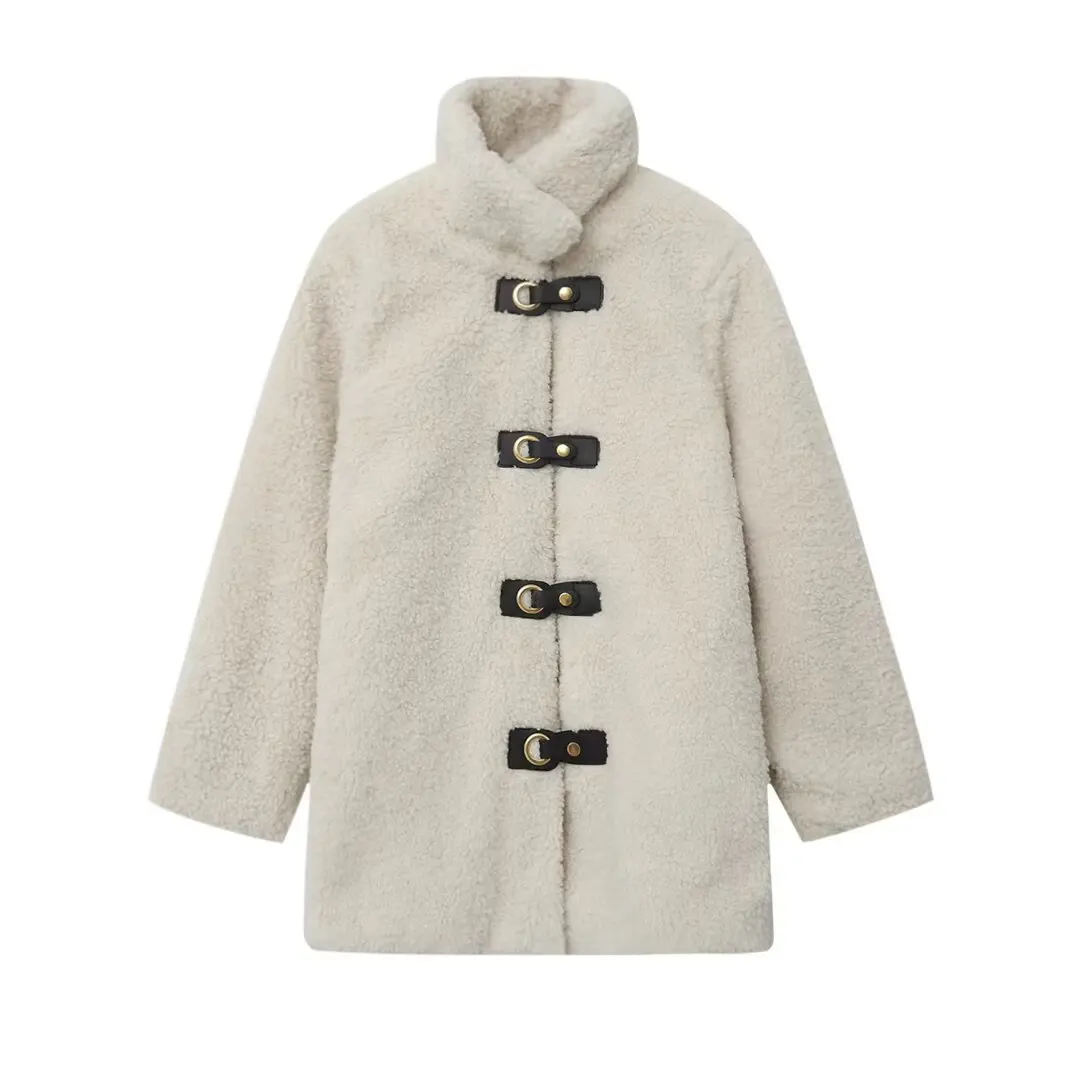 Stand Women's Faux Lamb Fur Jacket Single Leather Breasted Plush Coat Mid Long Winter Warm Furry Jackets Long Sleeves Fluffy Top
Stand Women's Faux Lamb Fur Jacket Single Leather Breasted Plush Coat Mid Long Winter Warm Furry Jackets Long Sleeves Fluffy Top