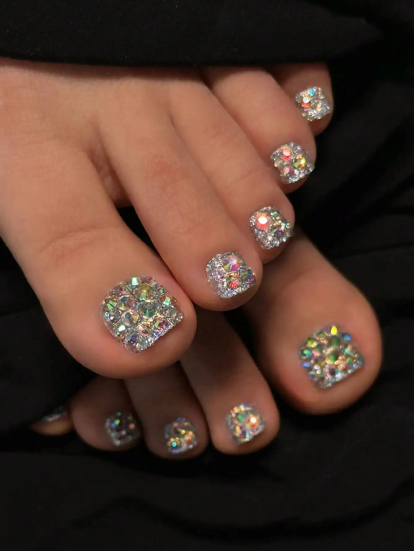 24pcs Square Toe Nail Stickers, Quick Wear, Full Crystal Decor, Summer Toe Nails, AB Dreamlike Colors Silver Crystal Decor
24pcs Square Toe Nail Stickers, Quick Wear, Full Crystal Decor, Summer Toe Nails, AB Dreamlike Colors Silver Crystal Decor