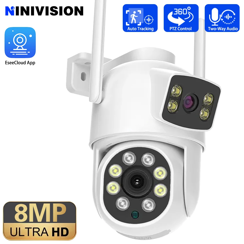 Outdoor 4K 8MP HD WiFi PTZ Camera 4MP Dual Lens Dual Screen AI Auto Tracking Waterproof CCTV Audio Video Surveillance IP Camera
Outdoor 4K 8MP HD WiFi PTZ Camera 4MP Dual Lens Dual Screen AI Auto Tracking Waterproof CCTV Audio Video Surveillance IP Camera