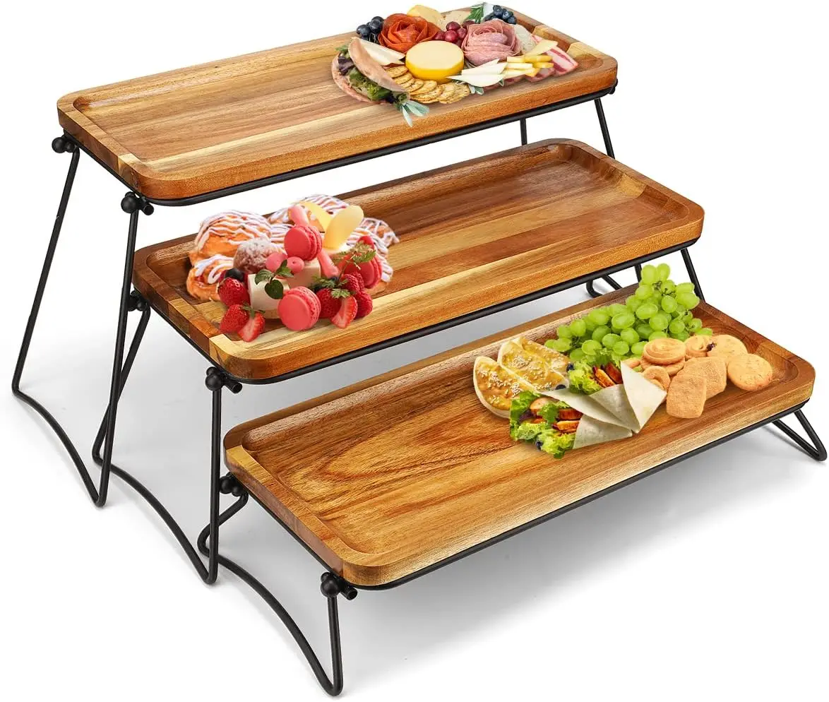 Three Tier Acacia Wood Cupcake Stand and Dessert Table Display Set, Collapsible Rustic Food Serving Platters, Large Decorative Cheese Charcuterie Board Tray for Holiday Party Entertaining, Natural Brown
Three Tier Acacia Wood Cupcake Stand and Dessert Table Display Set, Collapsible Rustic Food Serving Platters, Large Decorative Cheese Charcuterie Board Tray for Holiday Party Entertaining, Natural Brown