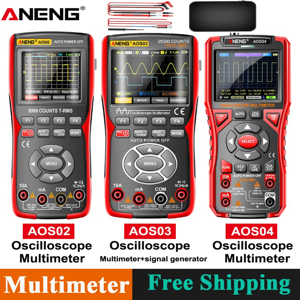 ANENG AOS04 AOS03 AOS02 Digital Oscilloscope Multimeter 10MHz/50MHz Waveform Output 48/280MSa Sampling Rate Multimeter
ANENG AOS04 AOS03 AOS02 Digital Oscilloscope Multimeter 10MHz/50MHz Waveform Output 48/280MSa Sampling Rate Multimeter