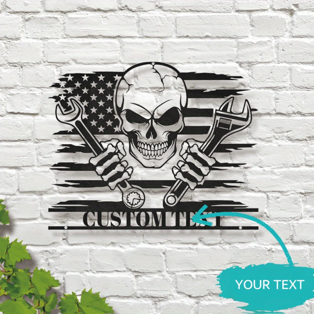 Custom Tailored US Skull Mechanic Metal Wall Sculpture Personalized Garage Name Vintage Style for Skull - themed Home Decor
Custom Tailored US Skull Mechanic Metal Wall Sculpture Personalized Garage Name Vintage Style for Skull - themed Home Decor