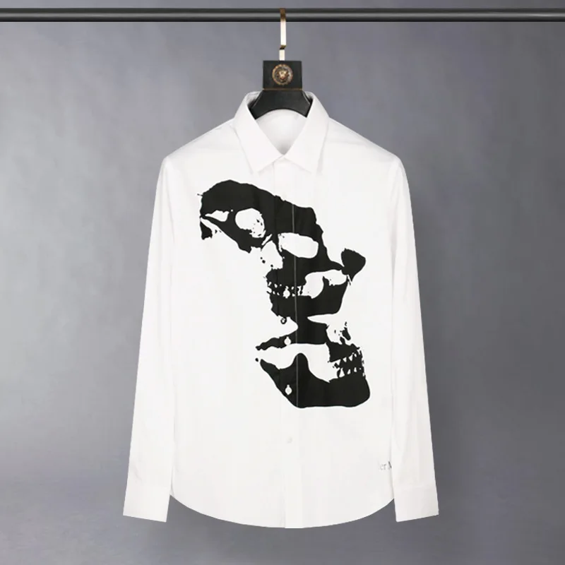 Trendy brand Spring and Autumn personalized abstract skull print slim fit long sleeved men's high-end business casual shirt
Trendy brand Spring and Autumn personalized abstract skull print slim fit long sleeved men's high-end business casual shirt