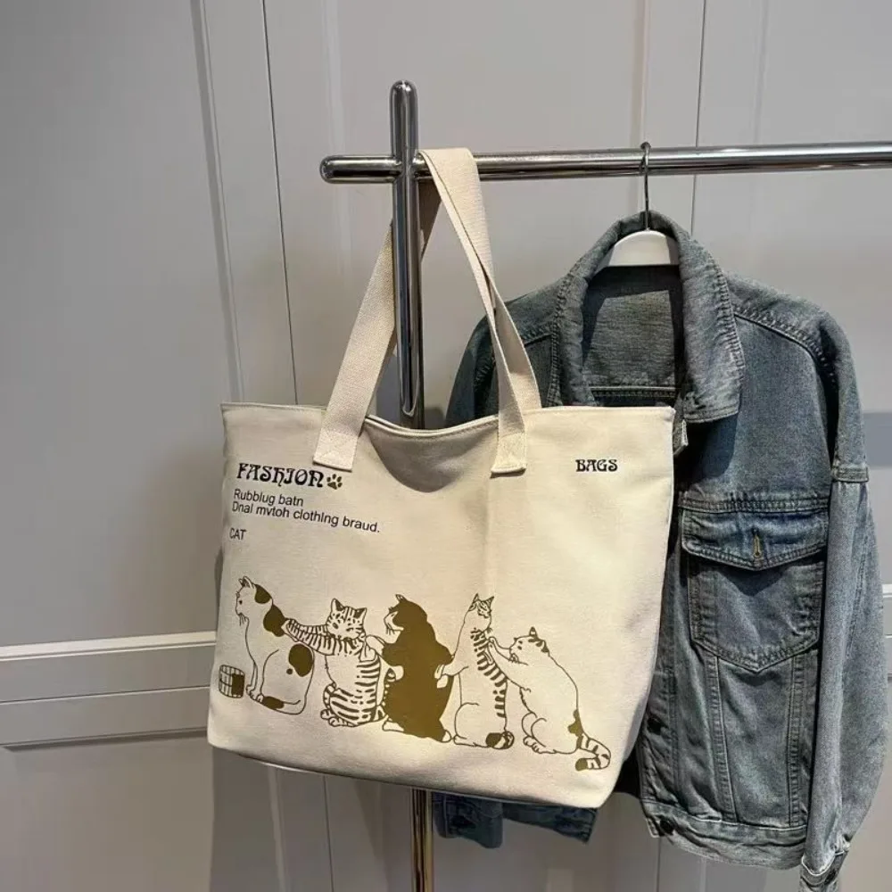 Casual Korean Style Printed Cat Tote Bag Cute Simple Canvas Shoulder Bag Large Capacity Fashion Printing Handbag Daily
Casual Korean Style Printed Cat Tote Bag Cute Simple Canvas Shoulder Bag Large Capacity Fashion Printing Handbag Daily