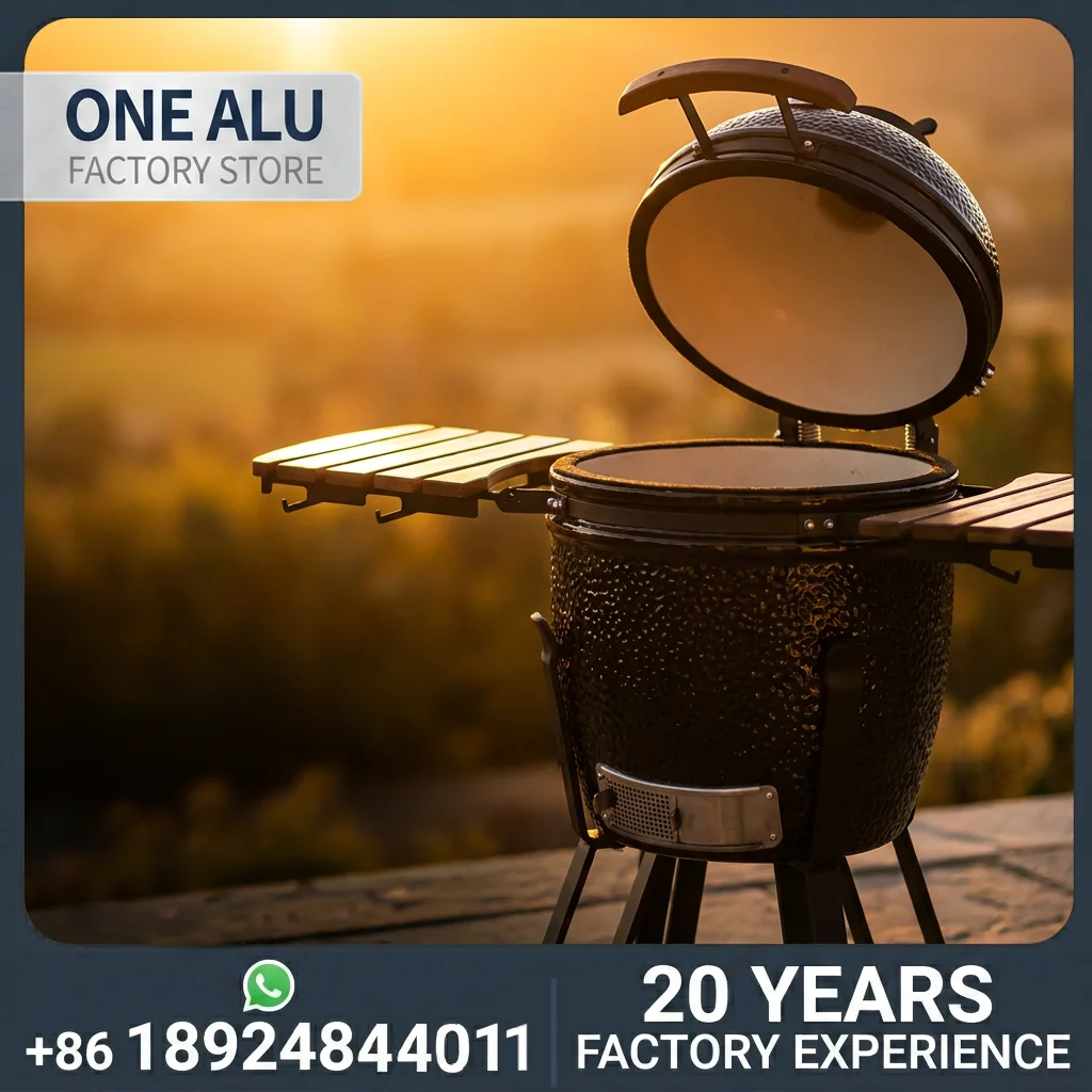 Outdoor Ceramic Kamado BBQ Grill Charcoal Smoker Stove with Foldable Wood Side Tables for Backyard Pizza and Roasting
Outdoor Ceramic Kamado BBQ Grill Charcoal Smoker Stove with Foldable Wood Side Tables for Backyard Pizza and Roasting