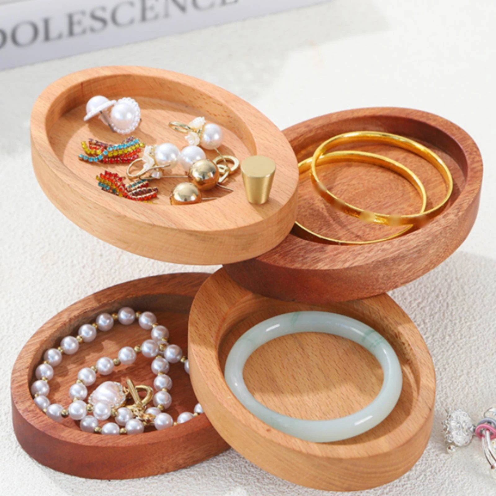 Oval Wood Jewelry Box Polished Finish Rotating Jewelry Box Tabletop Decor Gold-Colored Knob
Oval Wood Jewelry Box Polished Finish Rotating Jewelry Box Tabletop Decor Gold-Colored Knob