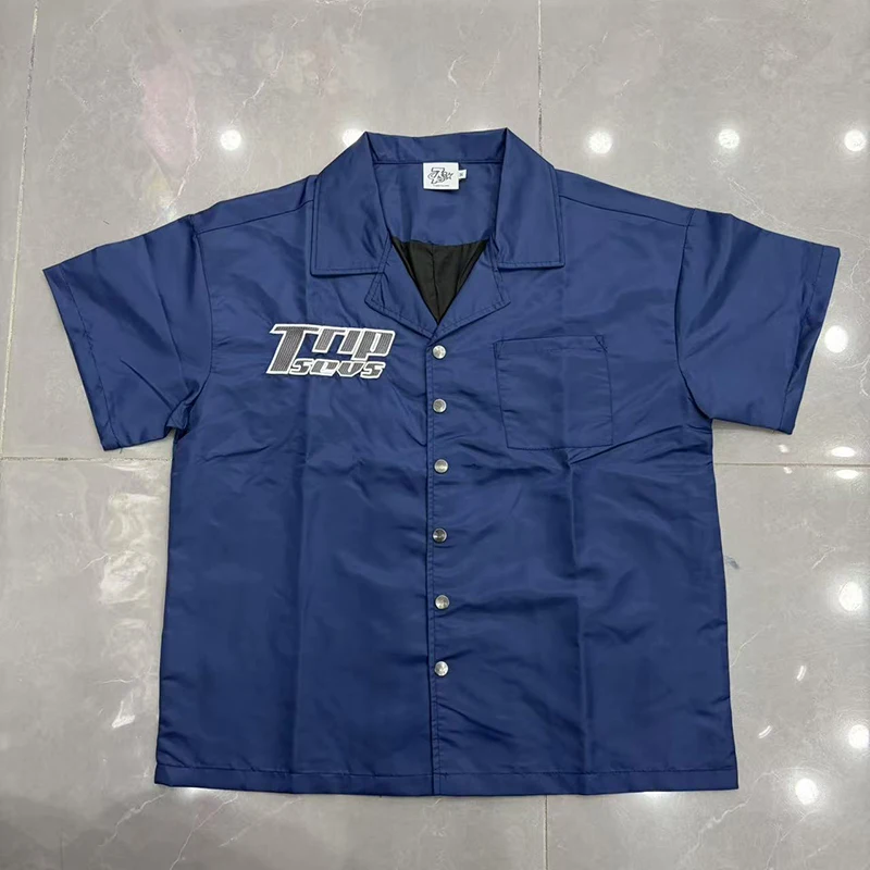 TRIPLE SEVENS Men's Shirt Blue Embroidery Letter Vintage Trendy Short Sleeve Shirt 26SS
TRIPLE SEVENS Men's Shirt Blue Embroidery Letter Vintage Trendy Short Sleeve Shirt 26SS