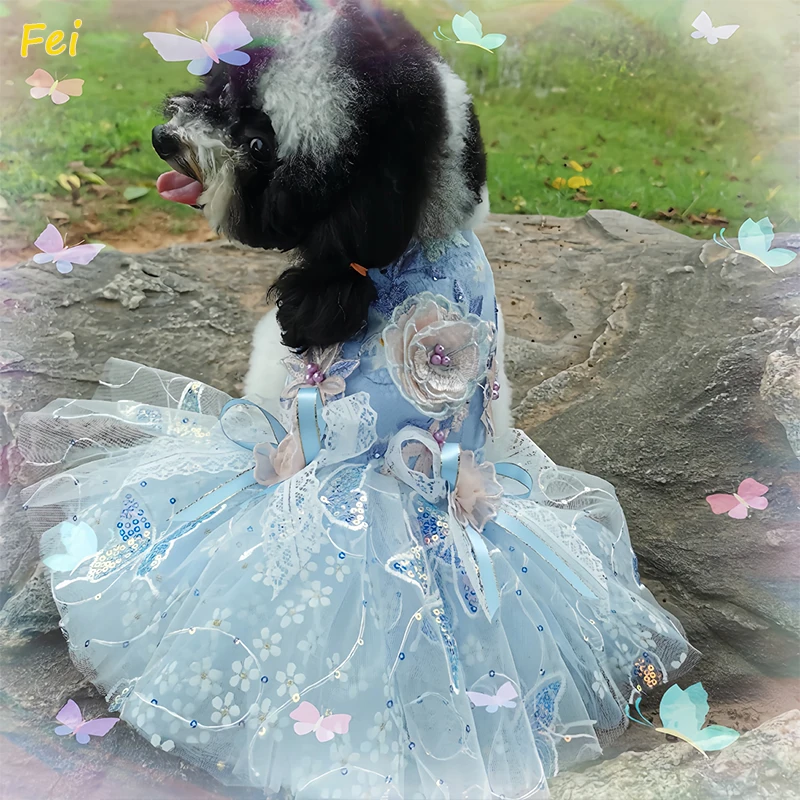 2026 Luxury Handmade Blue Lace Daisy Embroidered Summer Dress for Pet Dog Princess Girl Puppy Tailing Outfit with Tail
2026 Luxury Handmade Blue Lace Daisy Embroidered Summer Dress for Pet Dog Princess Girl Puppy Tailing Outfit with Tail