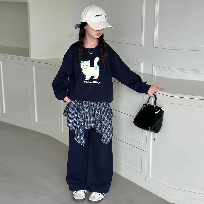 Осенний спортивный костюм для девочек-подростков, свитшот с мультяшной вышивкой для девочек-подростков, спортивные штаны для маленьких девочек, детские комплекты из 2 предметов для девочек
Осенний спортивный костюм для девочек-подростков, свитшот с мультяшной вышивкой для девочек-подростков, спортивные штаны для маленьких девочек, детские комплекты из 2 предметов для девочек