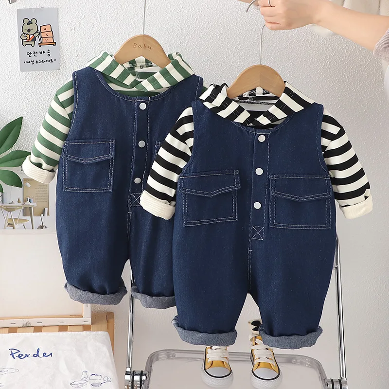 Girls Clothes Set Boys Hooded Sweatshirt Denim Pants Two Piece Kids Striped Tops Suit Spring Baby Fashion Outfit New Children
Girls Clothes Set Boys Hooded Sweatshirt Denim Pants Two Piece Kids Striped Tops Suit Spring Baby Fashion Outfit New Children