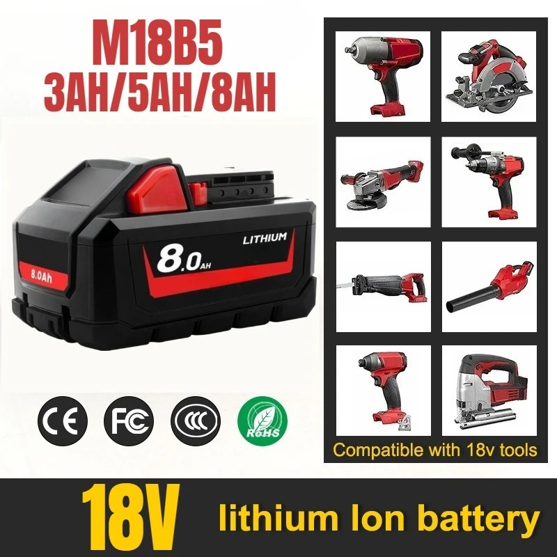 12V 3AH/5AH/8AH M18B5 XC Battery for Milwaukee Lithium Battery M12-18FC Charger
12V 3AH/5AH/8AH M18B5 XC Battery for Milwaukee Lithium Battery M12-18FC Charger