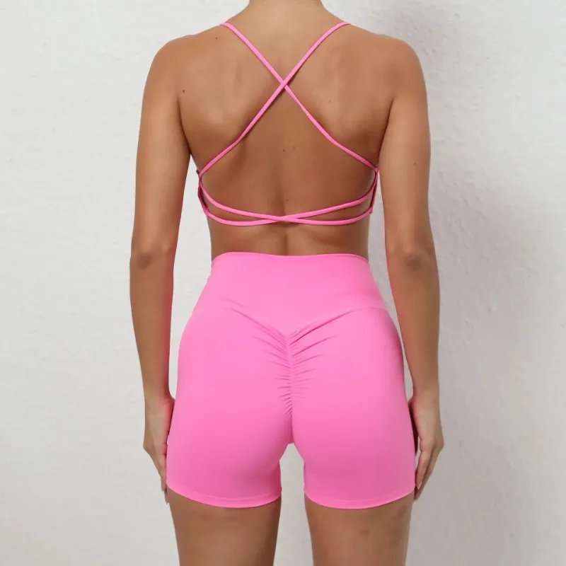 Seamless Yoga Sports Fitness Sets High Waist Hip-lifting Shorts Open Back Bra Suits Workout Clothes Gym Leggings Sets for Women
Seamless Yoga Sports Fitness Sets High Waist Hip-lifting Shorts Open Back Bra Suits Workout Clothes Gym Leggings Sets for Women