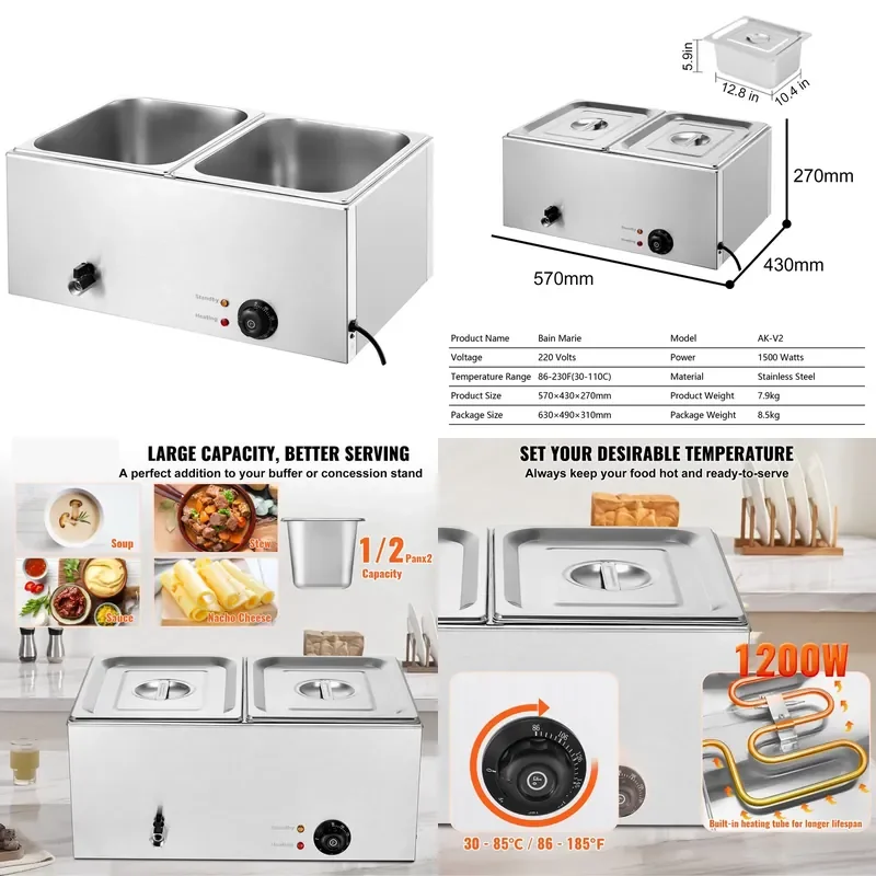 Hot Sale Stainless Steel 17L Bain De Marie Electric Commercial Heat Food Pots Food Warmer Display Bain Marie
Hot Sale Stainless Steel 17L Bain De Marie Electric Commercial Heat Food Pots Food Warmer Display Bain Marie