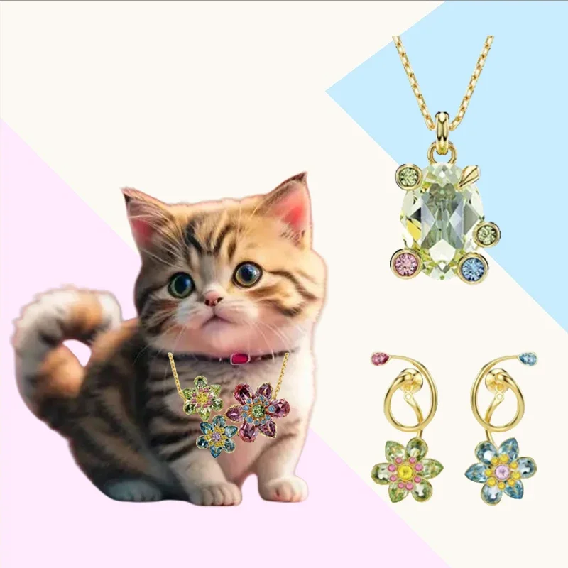 Kitten Accessories 2025 New Austrian jewelry Crystal Flower Petal Necklace Blue Diamond Drop Color diamond set
Kitten Accessories 2025 New Austrian jewelry Crystal Flower Petal Necklace Blue Diamond Drop Color diamond set