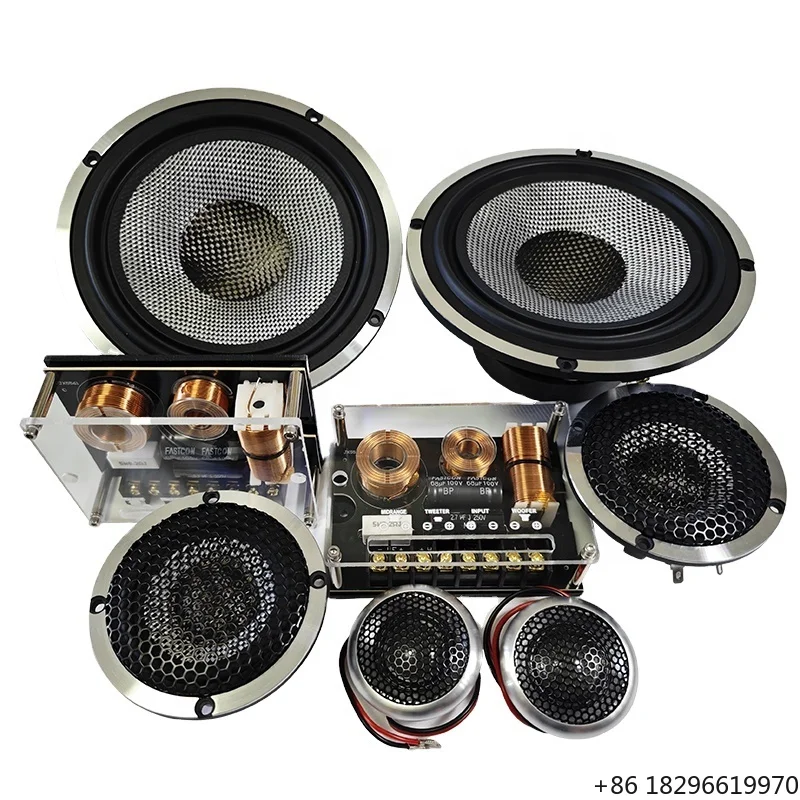 6.5 Inch 3-Way Component Car Speaker 125W RMS High Power Auto o Bass Loudspeaker