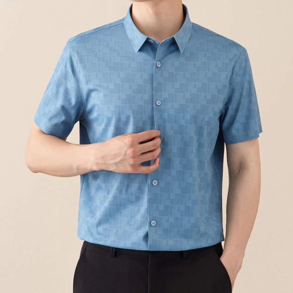 Men's Seamless Summer Short Sleeve Plaid Striped Dress Shirt with No Pockets, Ultra Soft Comfort Stretch Fabric Button-up Shirts
Men's Seamless Summer Short Sleeve Plaid Striped Dress Shirt with No Pockets, Ultra Soft Comfort Stretch Fabric Button-up Shirts
