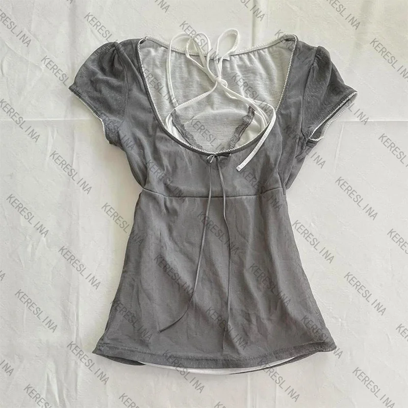 Cute lace solid color Y2K fake two-piece women's crop tops kawaii Harajuku streetwear hip-hop all-match summer slim baby T-shirt
Cute lace solid color Y2K fake two-piece women's crop tops kawaii Harajuku streetwear hip-hop all-match summer slim baby T-shirt