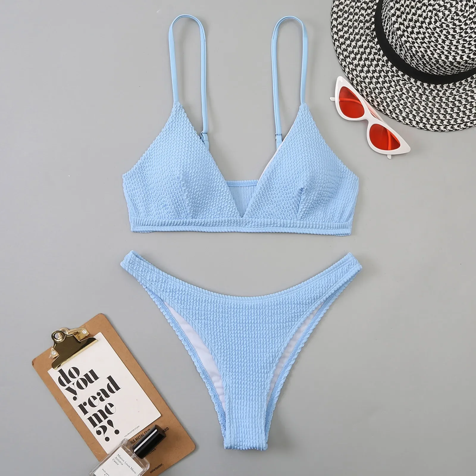 Women Triangle Bikini Sets Two Piece Swimsuit Sexy Swimwear Solid Color Ribbed Bikini Summer Beach Wear Bather Bathing Suits
Women Triangle Bikini Sets Two Piece Swimsuit Sexy Swimwear Solid Color Ribbed Bikini Summer Beach Wear Bather Bathing Suits