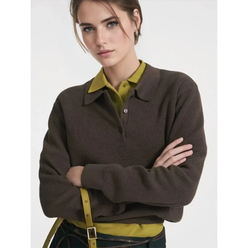 Women Knit Polo Sweater Cotton Pullover Long Sleeve Tops Casual Fashion Straight Fit Loose Knitted Jumper Autumn Winter Clothing
Women Knit Polo Sweater Cotton Pullover Long Sleeve Tops Casual Fashion Straight Fit Loose Knitted Jumper Autumn Winter Clothing