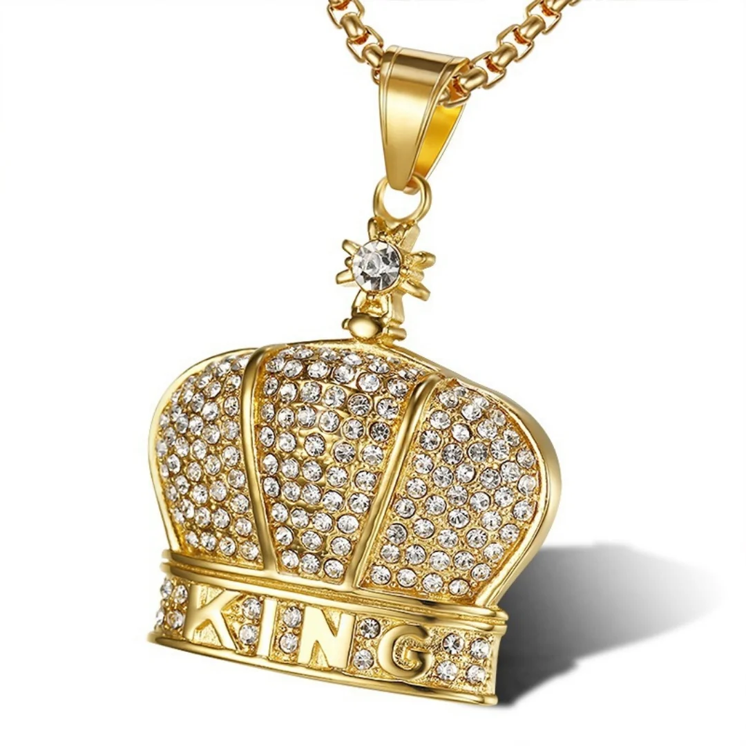 Hiphop Iced Out King Crown Pendant Gold Silver Color Stainless Steel Tennis Chain Zirconia Rapper Necklace for Women Men Jewelry
Hiphop Iced Out King Crown Pendant Gold Silver Color Stainless Steel Tennis Chain Zirconia Rapper Necklace for Women Men Jewelry