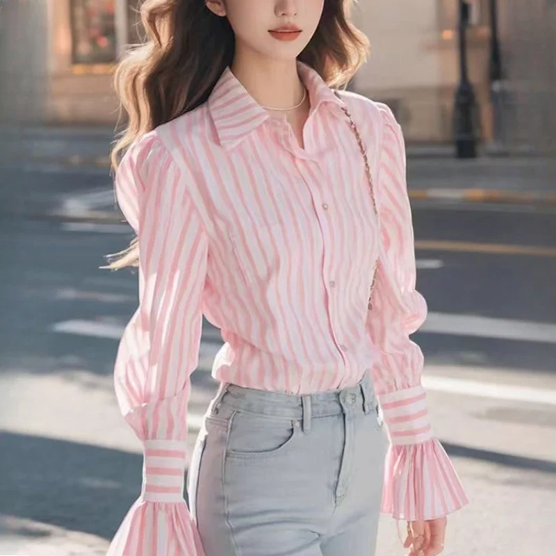 Cotton Linen Women's Blouses Korean Shirts FASHION Slim Fit Spring/Summer Stripe Vintage Clothing Flare Long Sleeve Women Tops
Cotton Linen Women's Blouses Korean Shirts FASHION Slim Fit Spring/Summer Stripe Vintage Clothing Flare Long Sleeve Women Tops