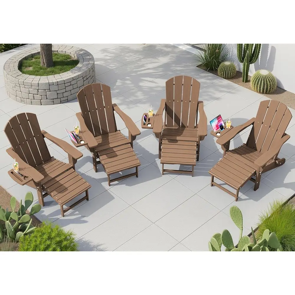 Multi-functional HDPE Reclining Adirondack Chair with Ottoman and 4-in-1 Armrest Organizer, Brown
Multi-functional HDPE Reclining Adirondack Chair with Ottoman and 4-in-1 Armrest Organizer, Brown