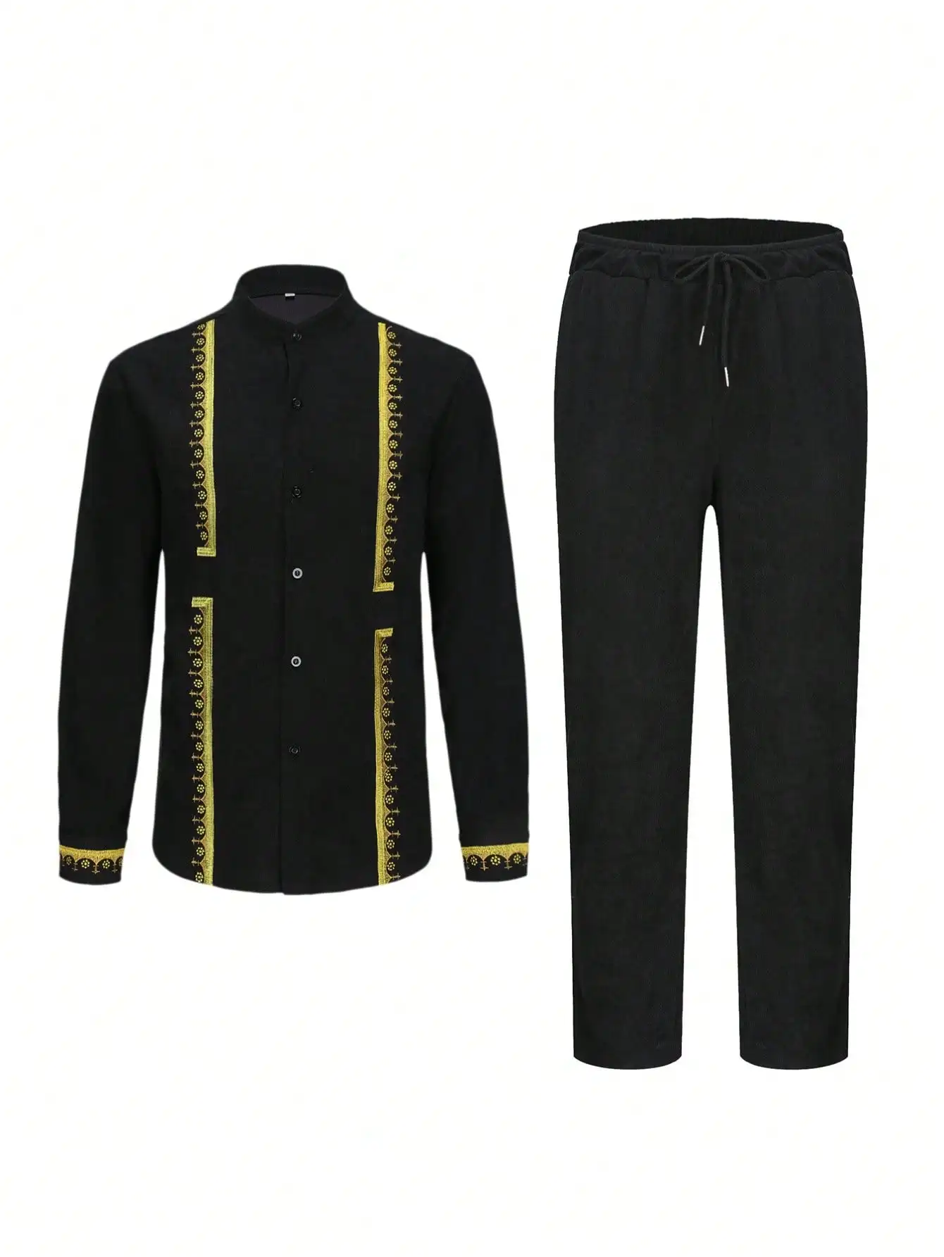 2025African men's traditional clothing long sleeve embroidered shirt and casual pants 2 piece set festive Muslim men's suit
2025African men's traditional clothing long sleeve embroidered shirt and casual pants 2 piece set festive Muslim men's suit