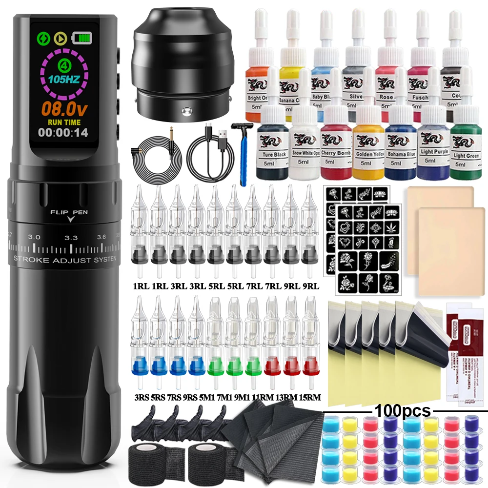 Wireless Tattoo Pen Kit Tattoo Kit LED Display Tattoo Machine Kit 1800mAh Wireless Battery Tattoo Gun Kit for Permanent Makeup
Wireless Tattoo Pen Kit Tattoo Kit LED Display Tattoo Machine Kit 1800mAh Wireless Battery Tattoo Gun Kit for Permanent Makeup