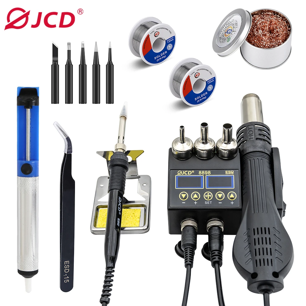 JCD 8898 Soldering station 220V 110V 750W Adjustable temperature Welding Rework Station Heat gun For phone BGA IC Repair Tools
JCD 8898 Soldering station 220V 110V 750W Adjustable temperature Welding Rework Station Heat gun For phone BGA IC Repair Tools