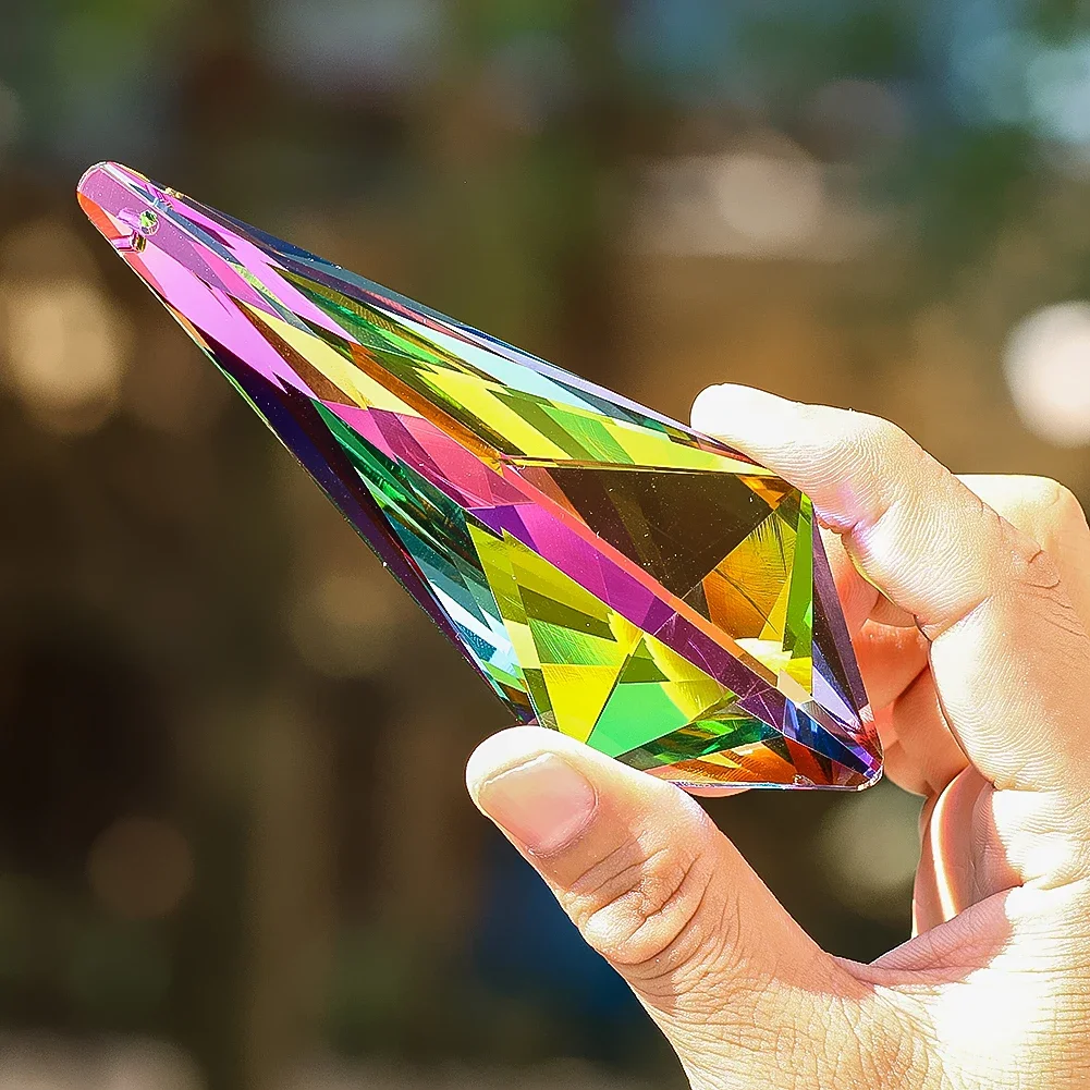 120mm Rainbow Laser Prism Ox Horn Geometry Faceted Glass Crystal Aurora Sun Catcher Streamer Chandelier Lighting Hanging Decor
120mm Rainbow Laser Prism Ox Horn Geometry Faceted Glass Crystal Aurora Sun Catcher Streamer Chandelier Lighting Hanging Decor
