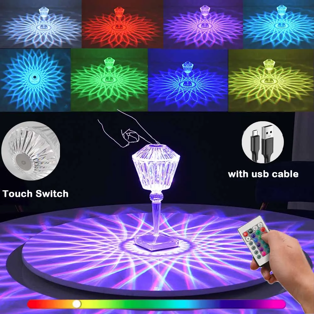 Crystal Diamond Table Lamp Rechargeable Romantic Acrylic Table Lamp Event Bedroom Bedside Touch and Remote Decoration Chambre
Crystal Diamond Table Lamp Rechargeable Romantic Acrylic Table Lamp Event Bedroom Bedside Touch and Remote Decoration Chambre