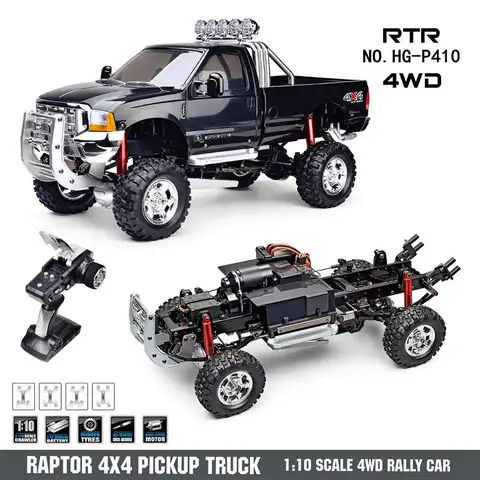 HG RC 2.4G 4WD Truck Off road Climbing Vehicle Model 1/10 Raptor P410 Speed 30Km/h Remote Control Adult Toy