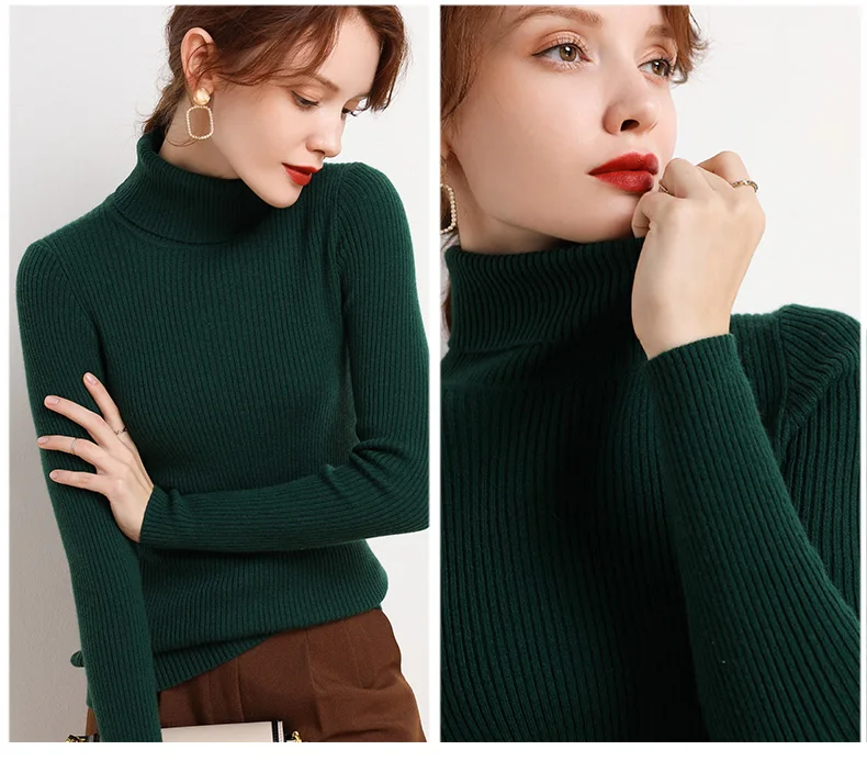 Women Turtleneck Knitted Soft Pullovers