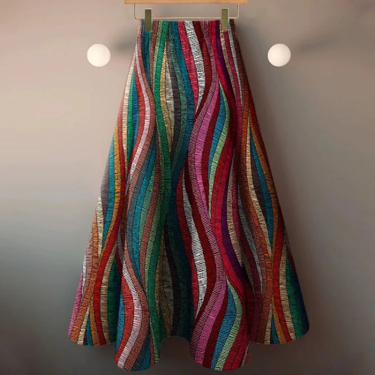 Y2k Fashion Vintage Stripe Print Skirt for Women Mid-length Loose A-line Skirts 2025 Spring New High Waist Faldas Mujer
Y2k Fashion Vintage Stripe Print Skirt for Women Mid-length Loose A-line Skirts 2025 Spring New High Waist Faldas Mujer