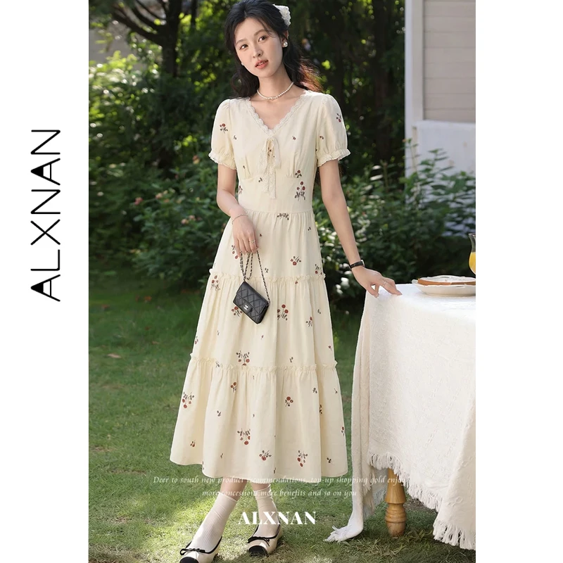 ALXNAN Floral Print Dress Women Long Lace Trim V-neck Tie Waist Puff Sleeve Dress Cotton 100% Elegant Female Dresses DYL662669
ALXNAN Floral Print Dress Women Long Lace Trim V-neck Tie Waist Puff Sleeve Dress Cotton 100% Elegant Female Dresses DYL662669