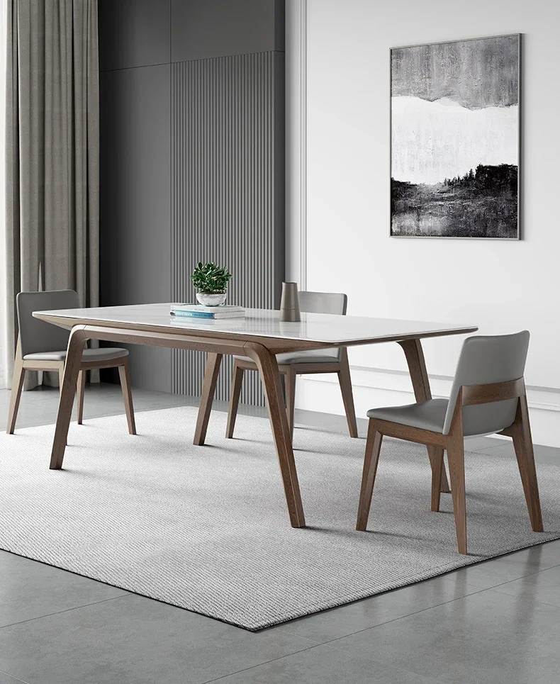 Solid wood slate modern simple imported white wax solid wood leg rectangular bright white rock board dining table and chair
Solid wood slate modern simple imported white wax solid wood leg rectangular bright white rock board dining table and chair