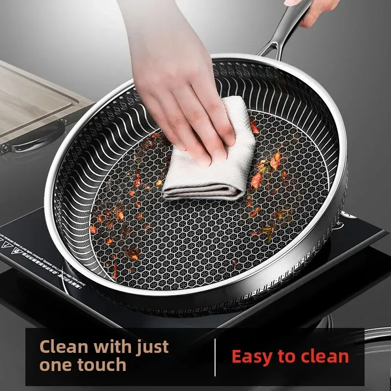 30CM Pan with Lid 316 Stainless Steel Frying Pans Non-stick Uncoated Wok Pan Double-sided Honeycomb Skillet
30CM Pan with Lid 316 Stainless Steel Frying Pans Non-stick Uncoated Wok Pan Double-sided Honeycomb Skillet