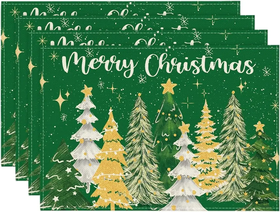 Green Stars Xmas Tree Christmas Placemats 12x18 Inch – Winter Holiday Table Mats – for Party, Kitchen, Dining – Festive Decor 
Green Stars Xmas Tree Christmas Placemats 12x18 Inch – Winter Holiday Table Mats – for Party, Kitchen, Dining – Festive Decor