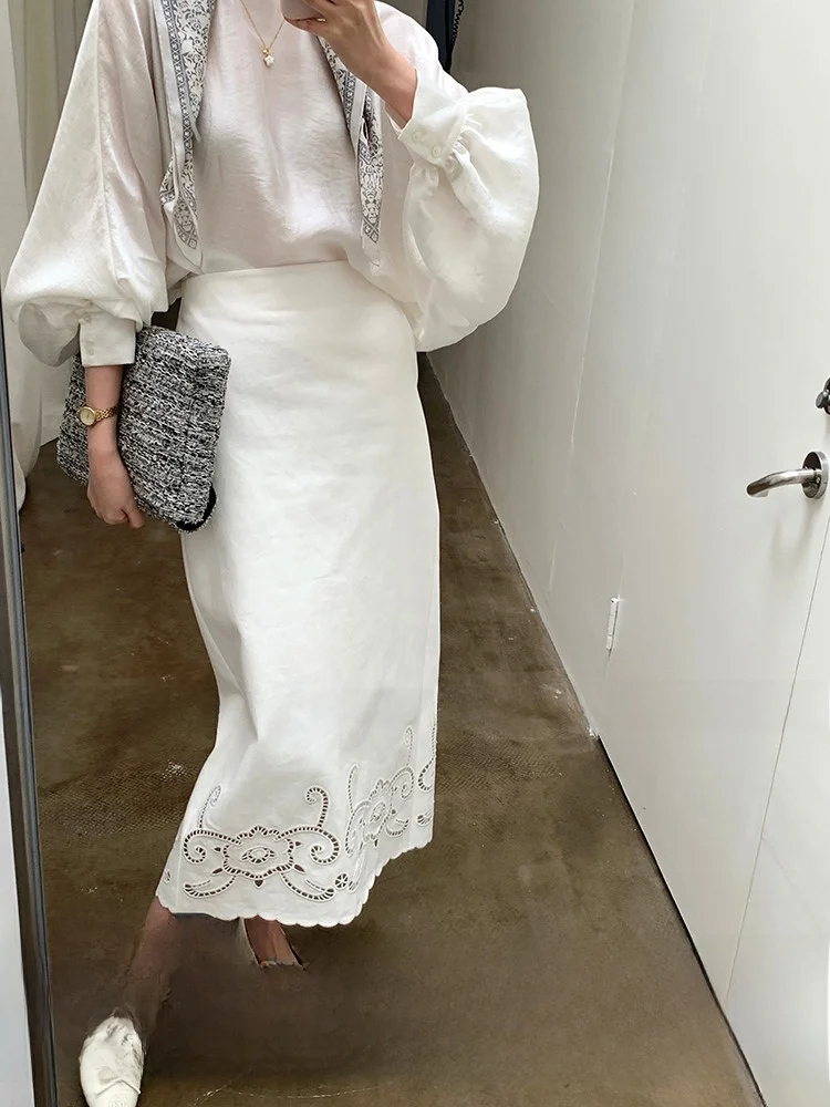 High Waist Hollow out Floral Print f Skirt Women's Cotton 00% Spring Season Wave Midi Skirt Slimming Effect
High Waist Hollow out Floral Print f Skirt Women's Cotton 00% Spring Season Wave Midi Skirt Slimming Effect