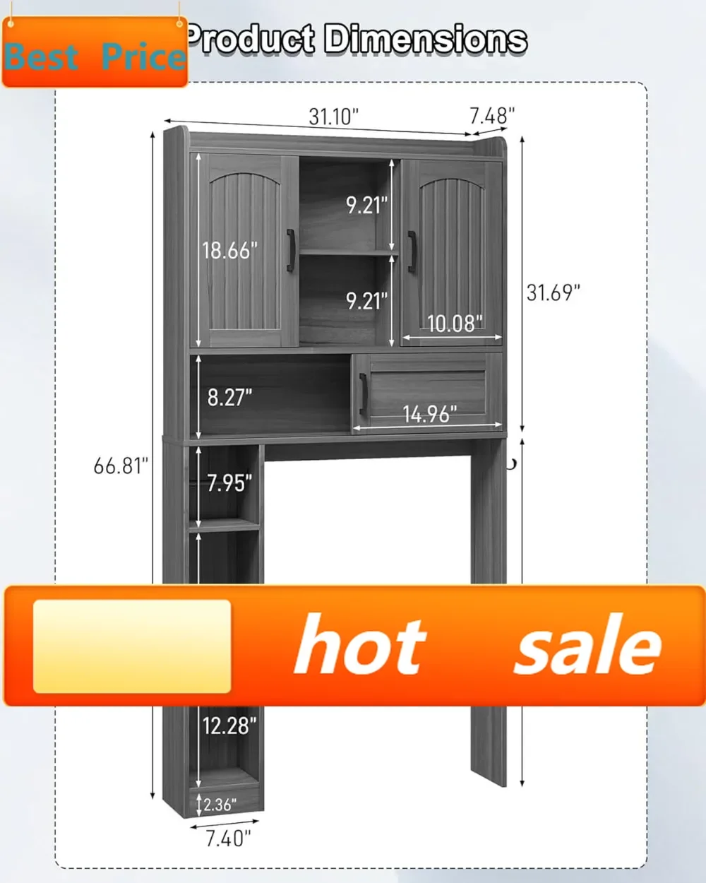 Hot salesFarmhouse Over Toilet Storage Cabinet with Barn Doors & Sliding Door, Adjustable Shelves Bathroom Organizer Grey
Hot salesFarmhouse Over Toilet Storage Cabinet with Barn Doors & Sliding Door, Adjustable Shelves Bathroom Organizer Grey