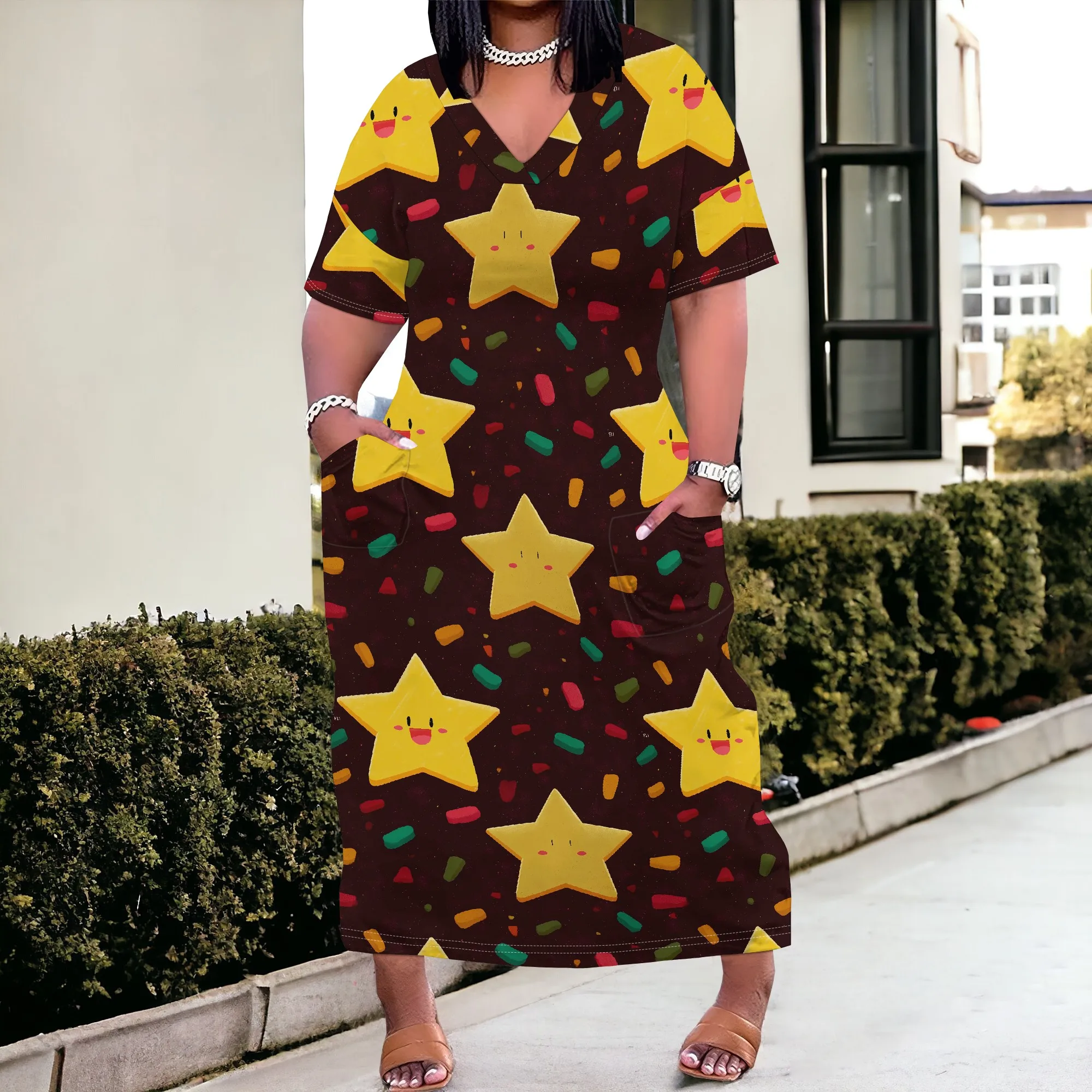 Cute Star Cartoon Plus Size Maxi Dress XL-6XL – Fun Print for Holiday Party, Christmas or Birthday 2025
Cute Star Cartoon Plus Size Maxi Dress XL-6XL – Fun Print for Holiday Party, Christmas or Birthday 2025