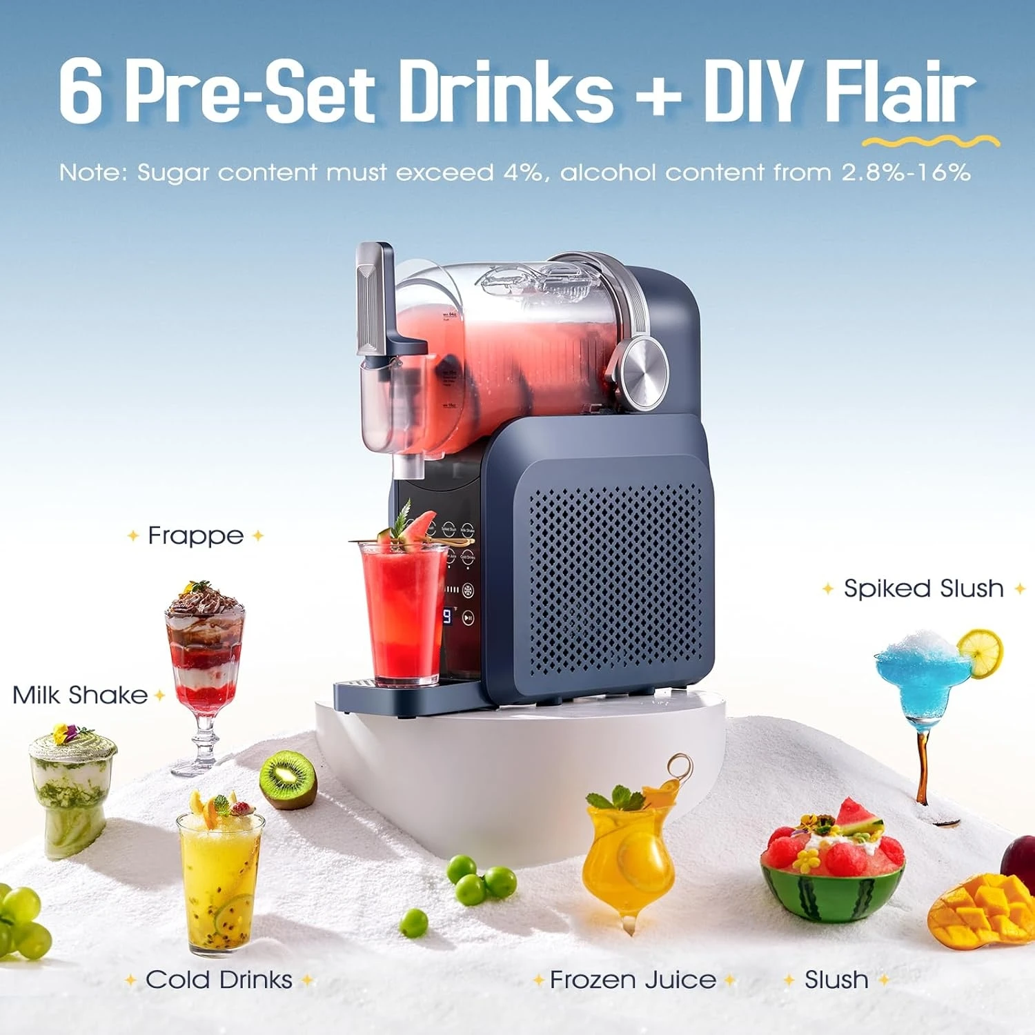 Slushie Machine 7-in-1 Slushie Machine with No Ice Needed Countertop Slushy Maker for Home
Slushie Machine 7-in-1 Slushie Machine with No Ice Needed Countertop Slushy Maker for Home