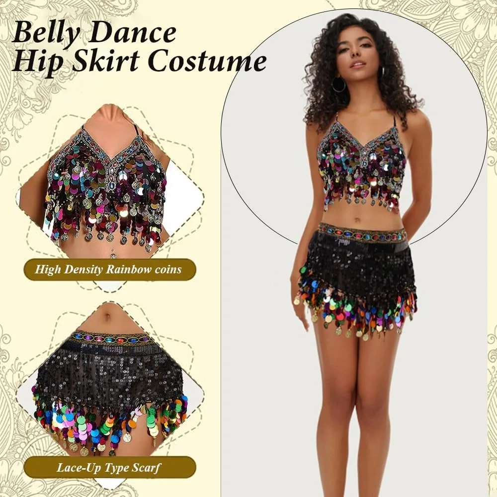 Women Belly Dance Costume Set Sequin Coin Bra Top Hip Scarf Skirt 2PCS Festival Performance Outfit
Women Belly Dance Costume Set Sequin Coin Bra Top Hip Scarf Skirt 2PCS Festival Performance Outfit