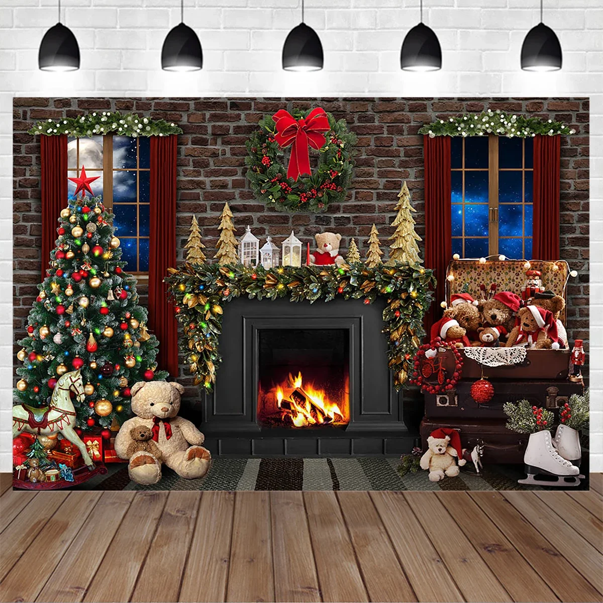 Mocsicka Christmas Fireplace Backdrop Bear Doll Toy Xmas Tree Wreath Gift Photography Background Baby Child Portrait Photo Props
Mocsicka Christmas Fireplace Backdrop Bear Doll Toy Xmas Tree Wreath Gift Photography Background Baby Child Portrait Photo Props